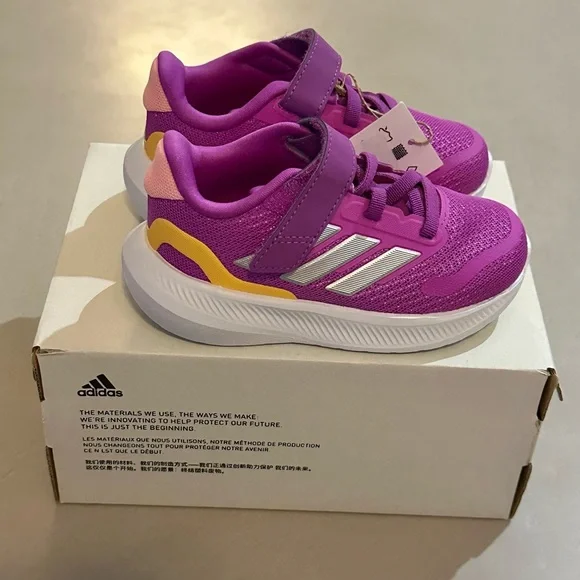 Adidas Kids' Vibrant Purple and Yellow Sneakers - Picture 1 of 4